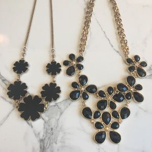 Pair of Gold & Black Statement Necklaces